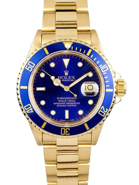 rolex dubmariner vollgold|Rolex blue dial.